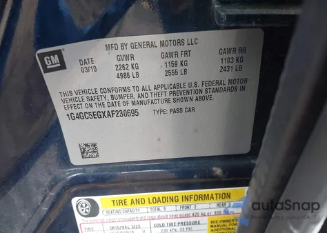 2010 Buick Lacrosse Cxl z USA, uszkodzony, nr VIN 1G4GC5EGXAF230695